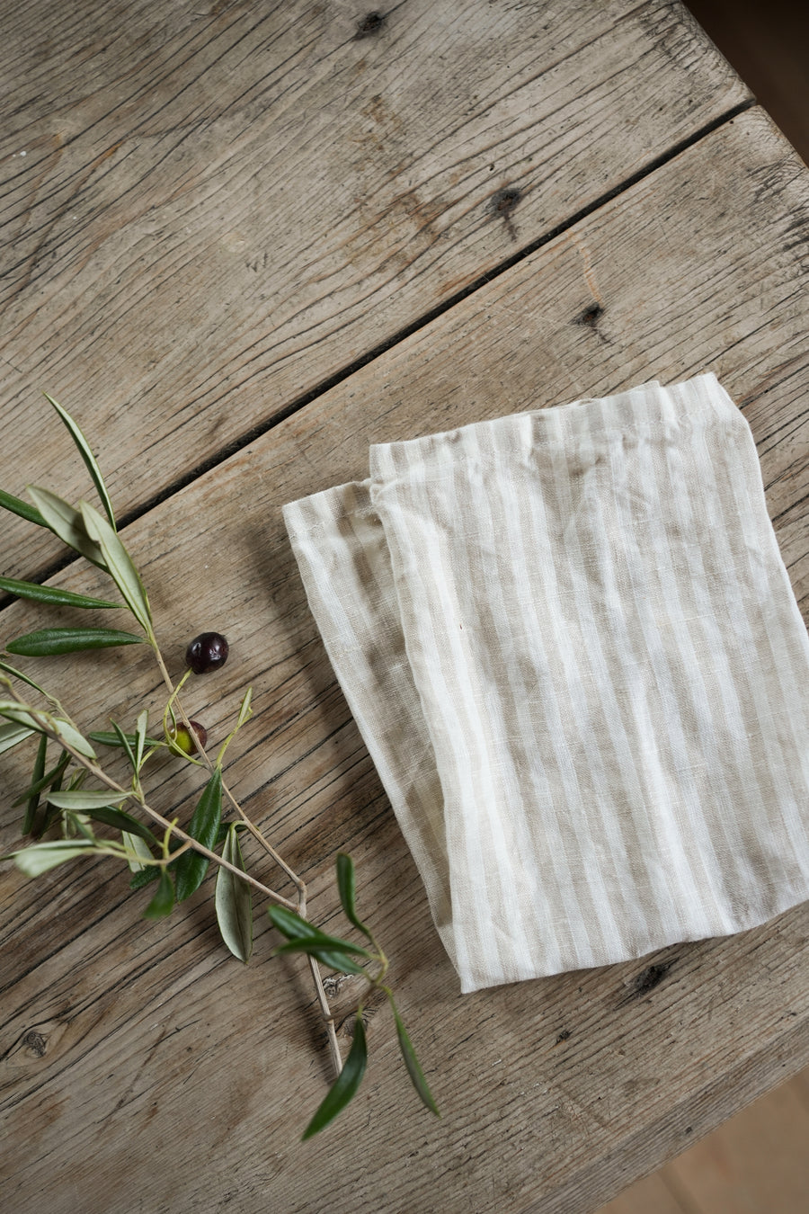 The Provence Stripe Napkins | Natural Wide Stripe