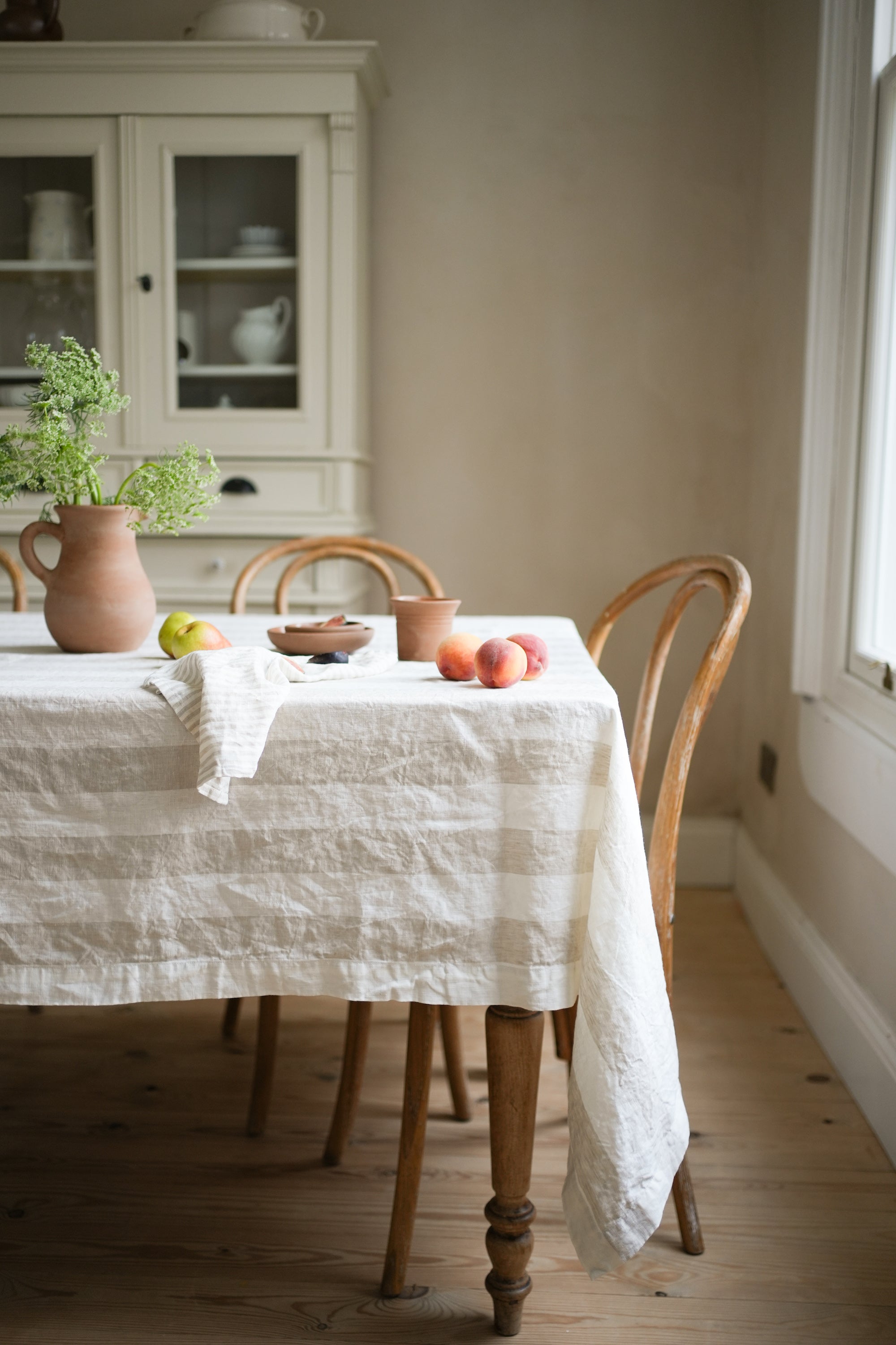The Provence Stripe Tablecloth | Natural Wide Stripe