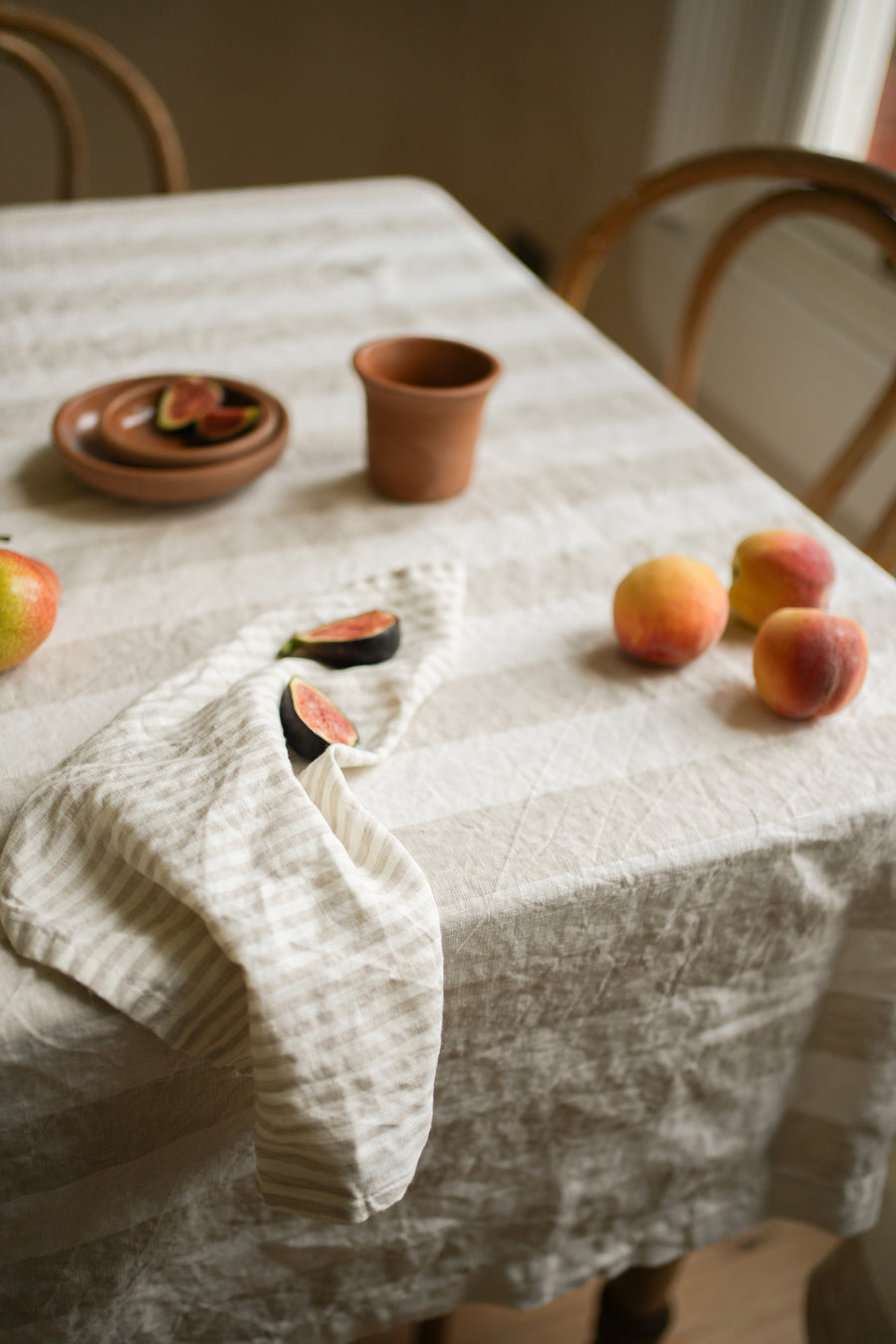 The Provence Stripe Tablecloth | Natural Wide Stripe