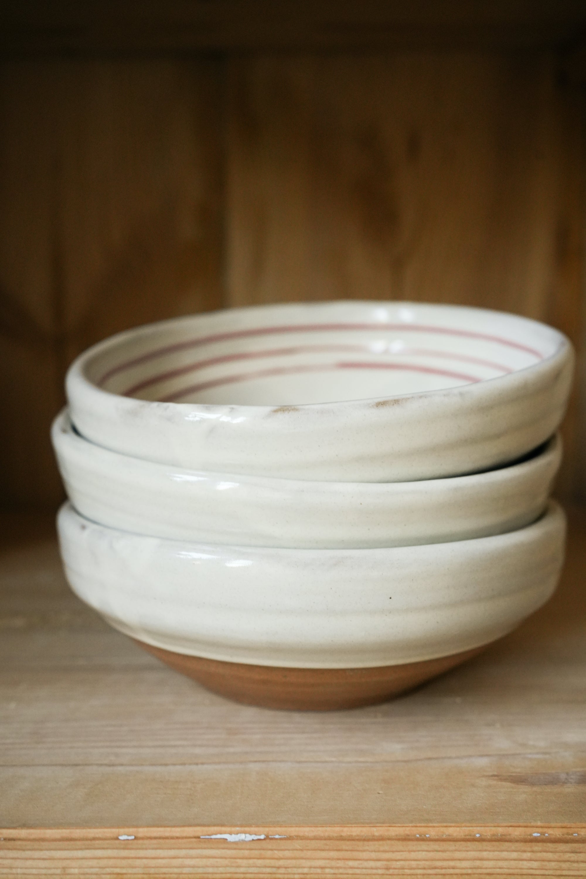 Hand Painted Breton Stripe Snack Bowl | Taupe