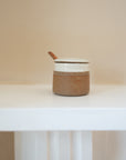 Stoneware Sugar Pot with Spoon | Milk White