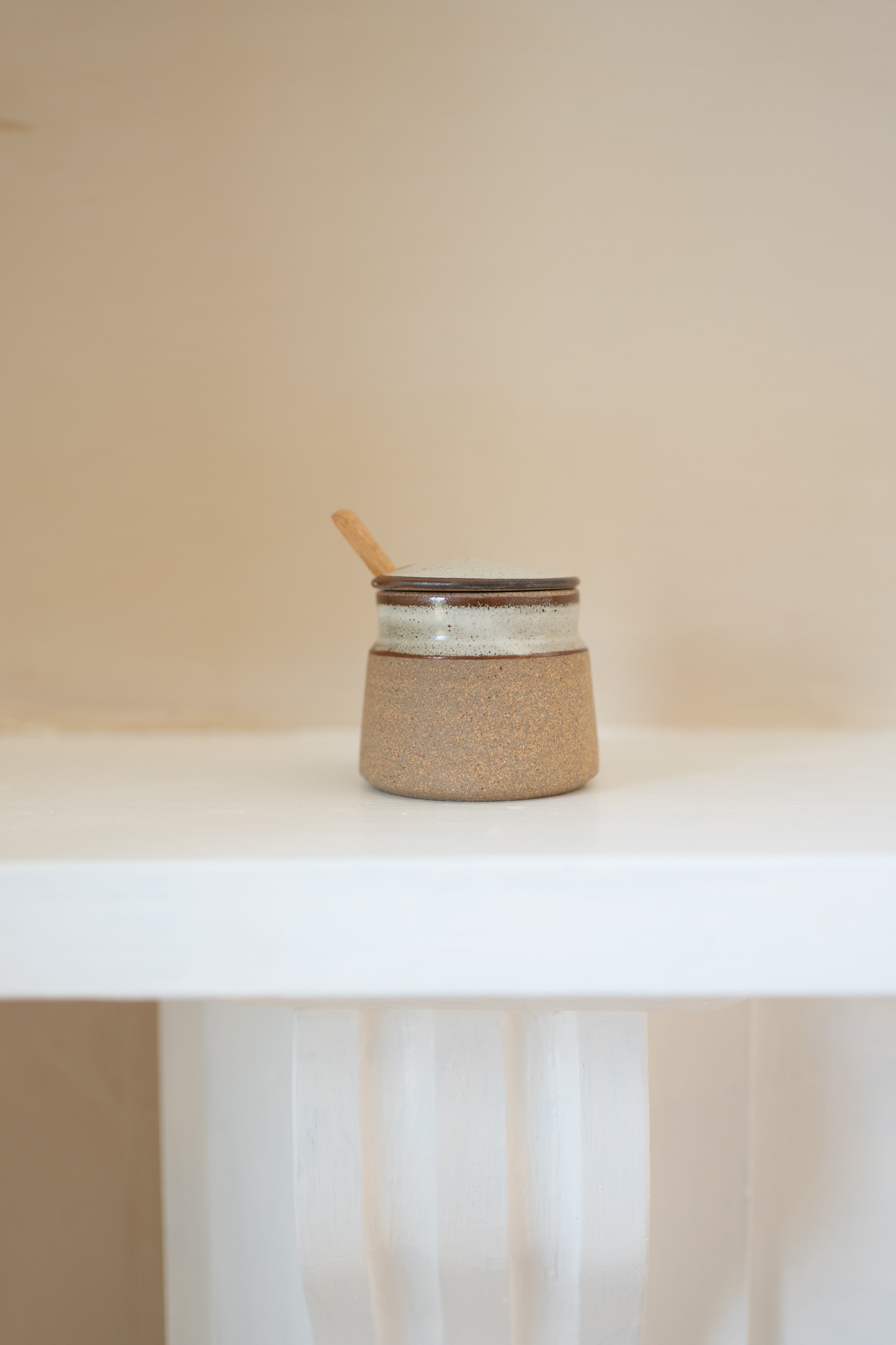 Stoneware Sugar Pot with Spoon | Tawny