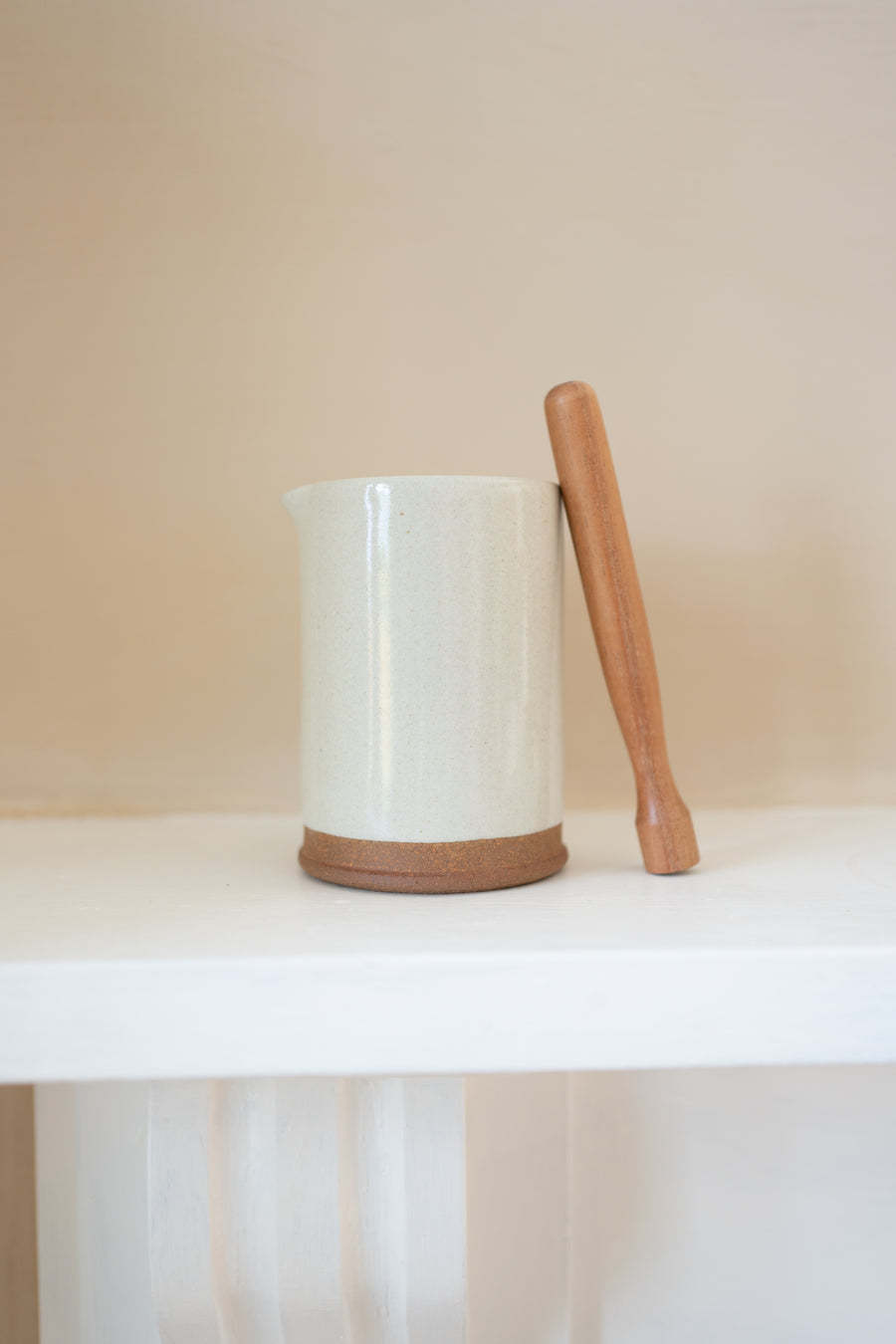 Stoneware Cocktail Jug with muddler - Milk White