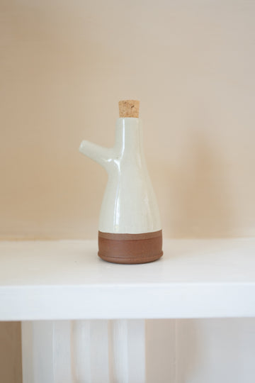 Stoneware Oil Bottle - Milk white