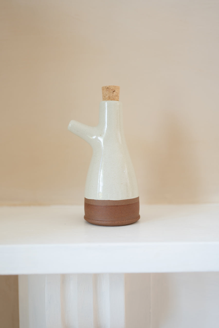 Stoneware Oil Bottle | Milk White