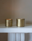 Set of Two Beaded Brass Pots