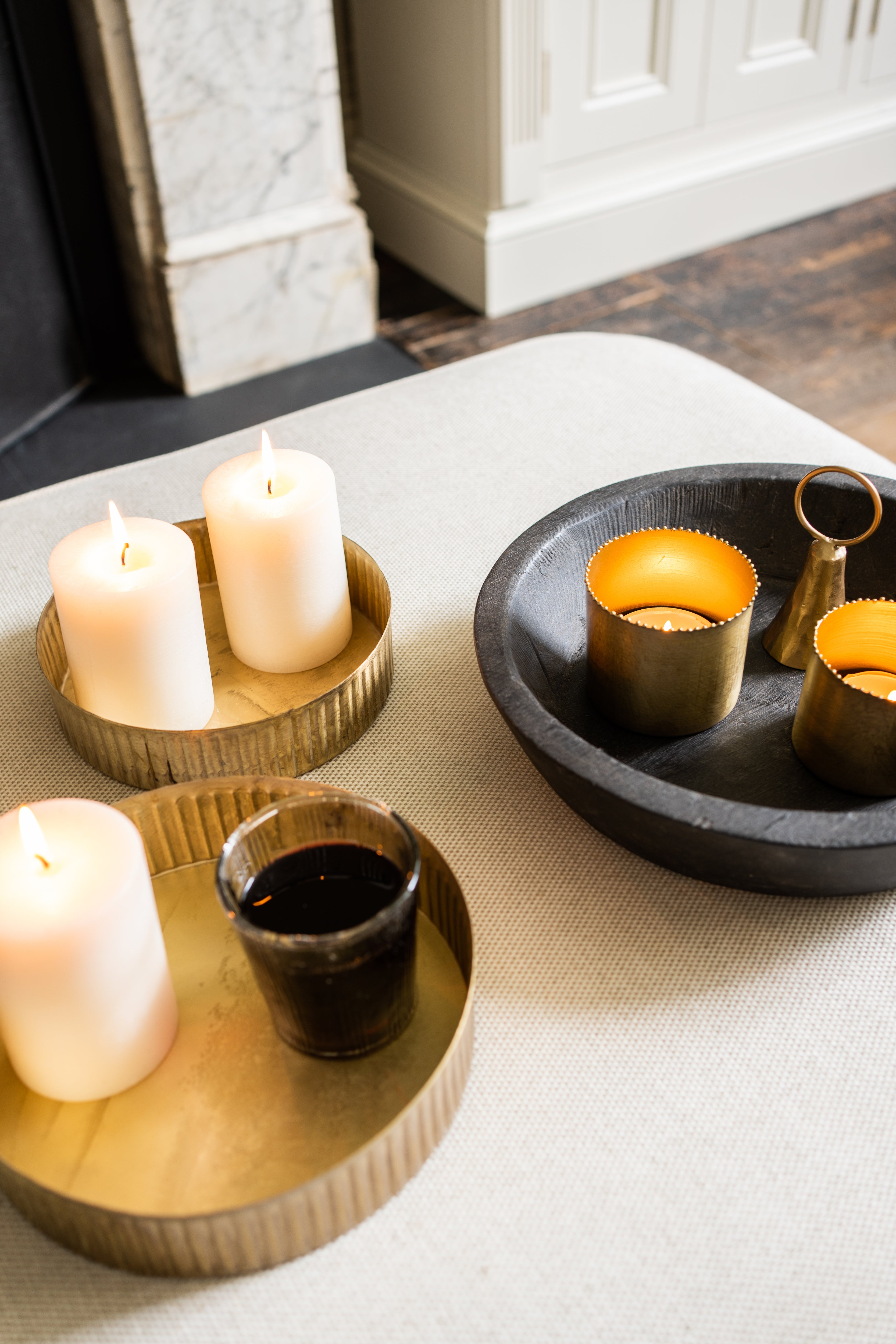 Metal Reeded Tray Set of 2