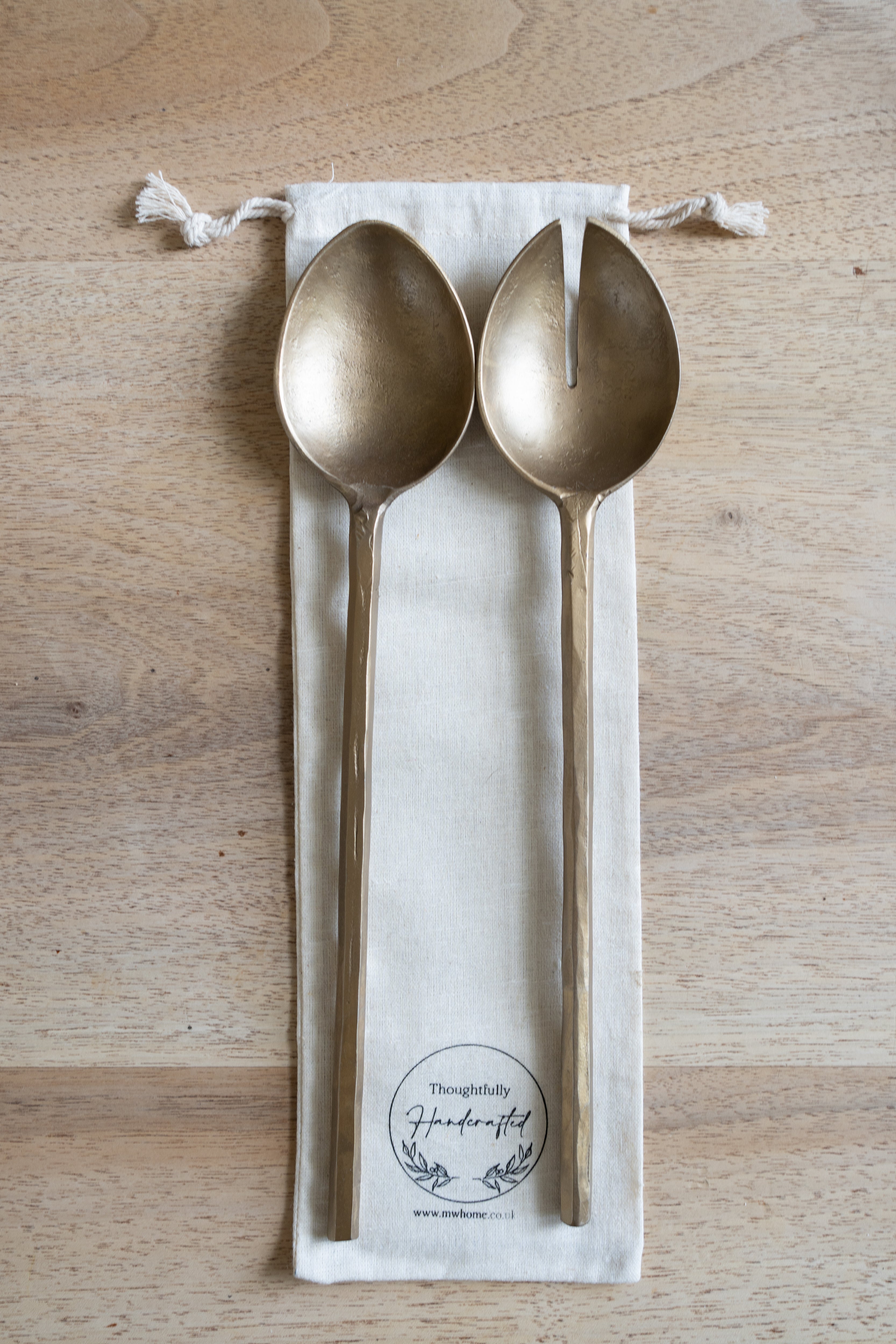 Pair of Brass Salad Servers