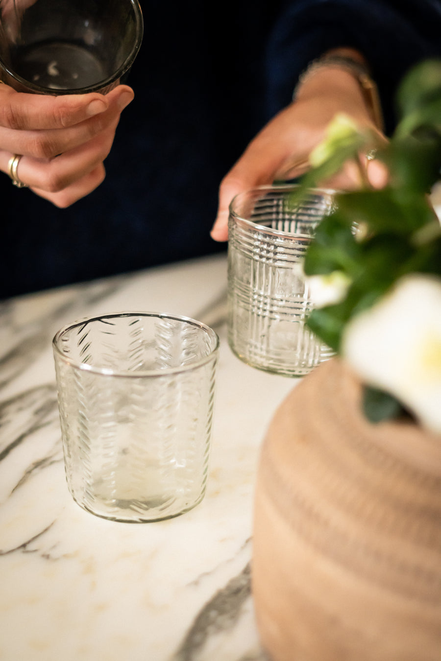 Glass or Tea Light Holder Gingham Check