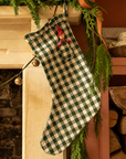 The Pocket Ruffle Stocking - Gingham in Pine Green