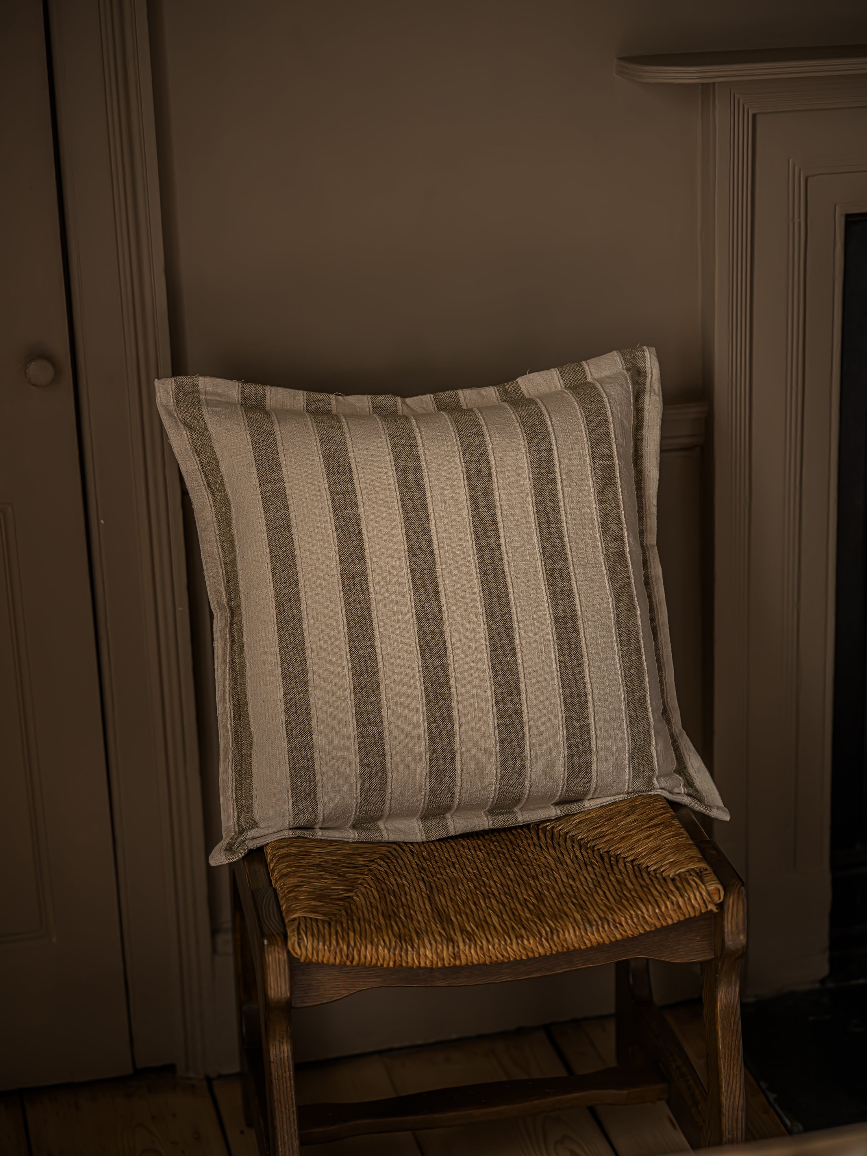 Woven Stripe Cushion | 50 x 50cm | Mustard Brown
