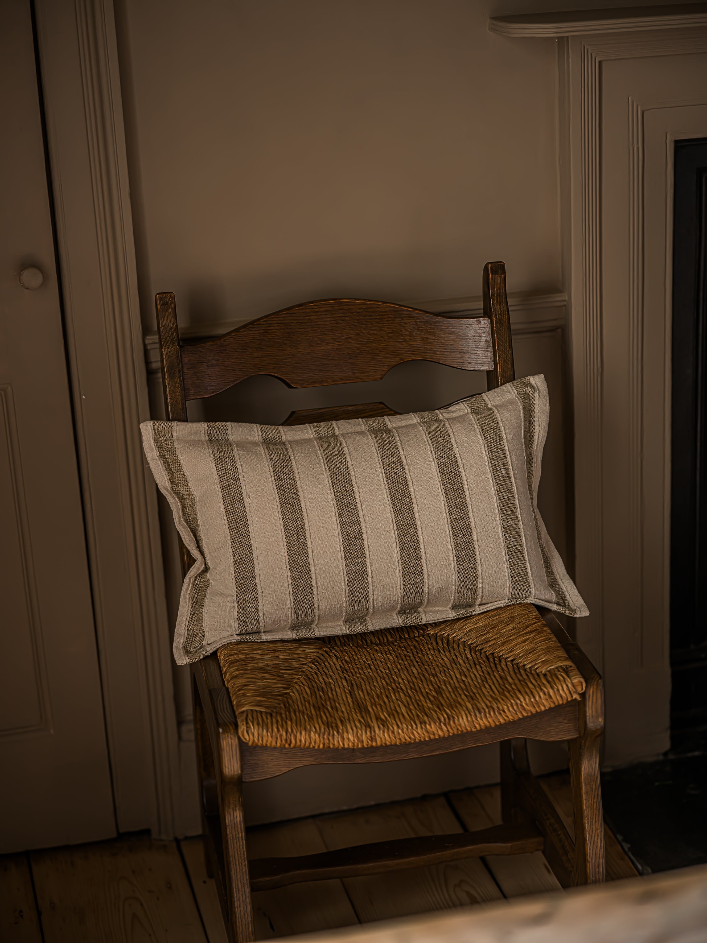 Woven Stripe Cushion | 30 x 50cm | Mustard Brown
