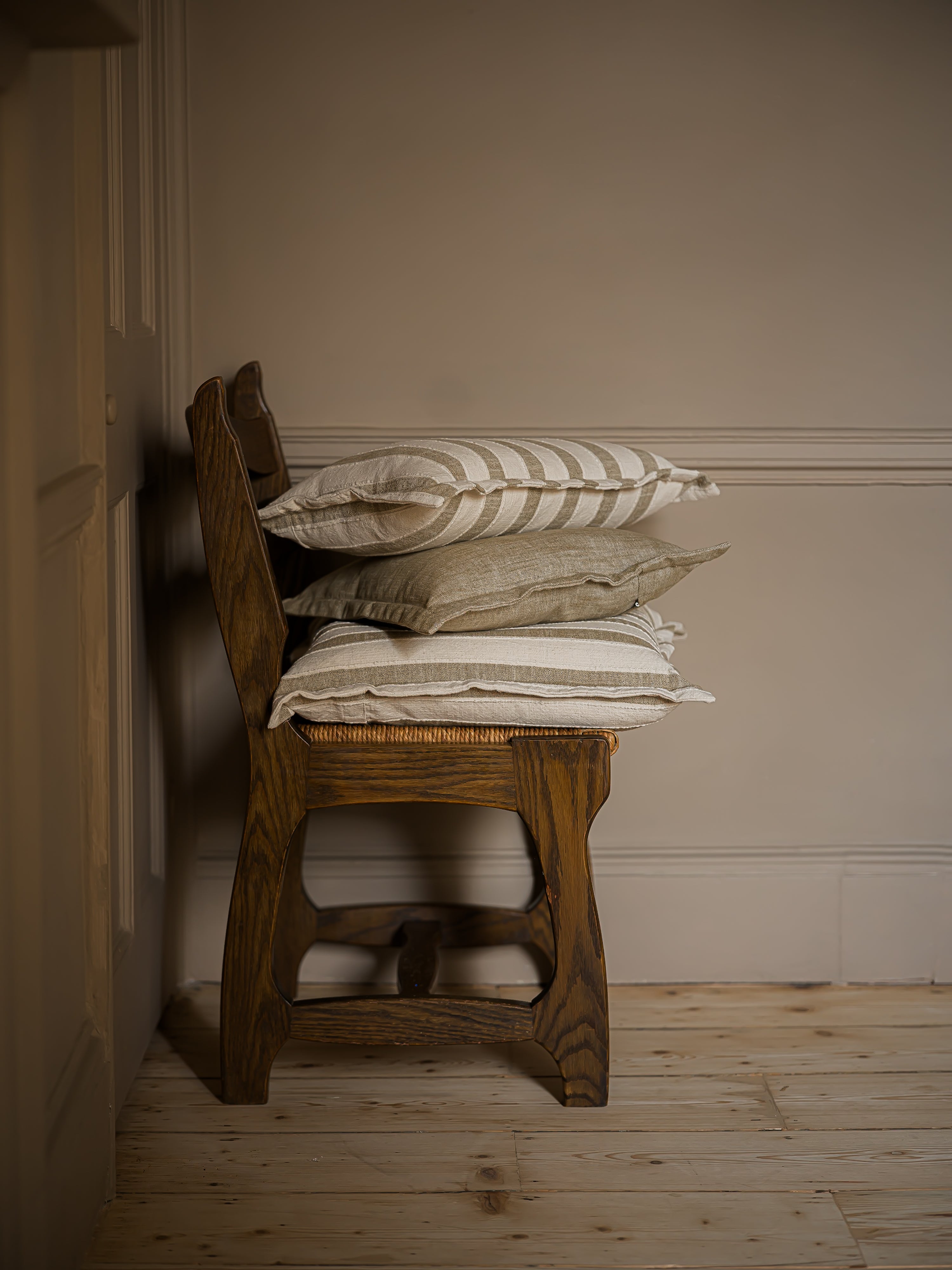 Woven Stripe Cushion | 50 x 50cm | Mustard Brown