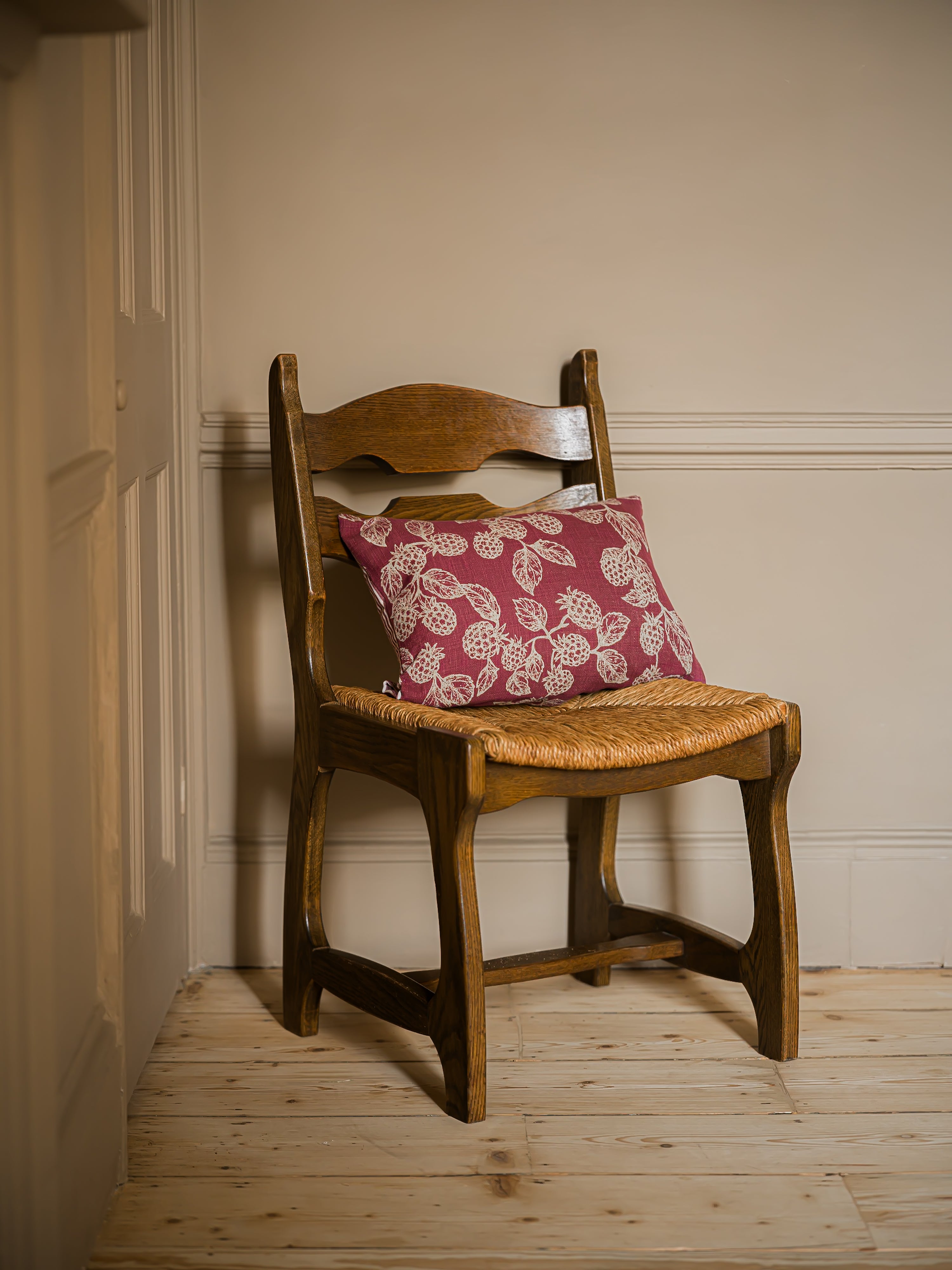 Reversible Hedgerow Berry and Stripe Cushion | Berry