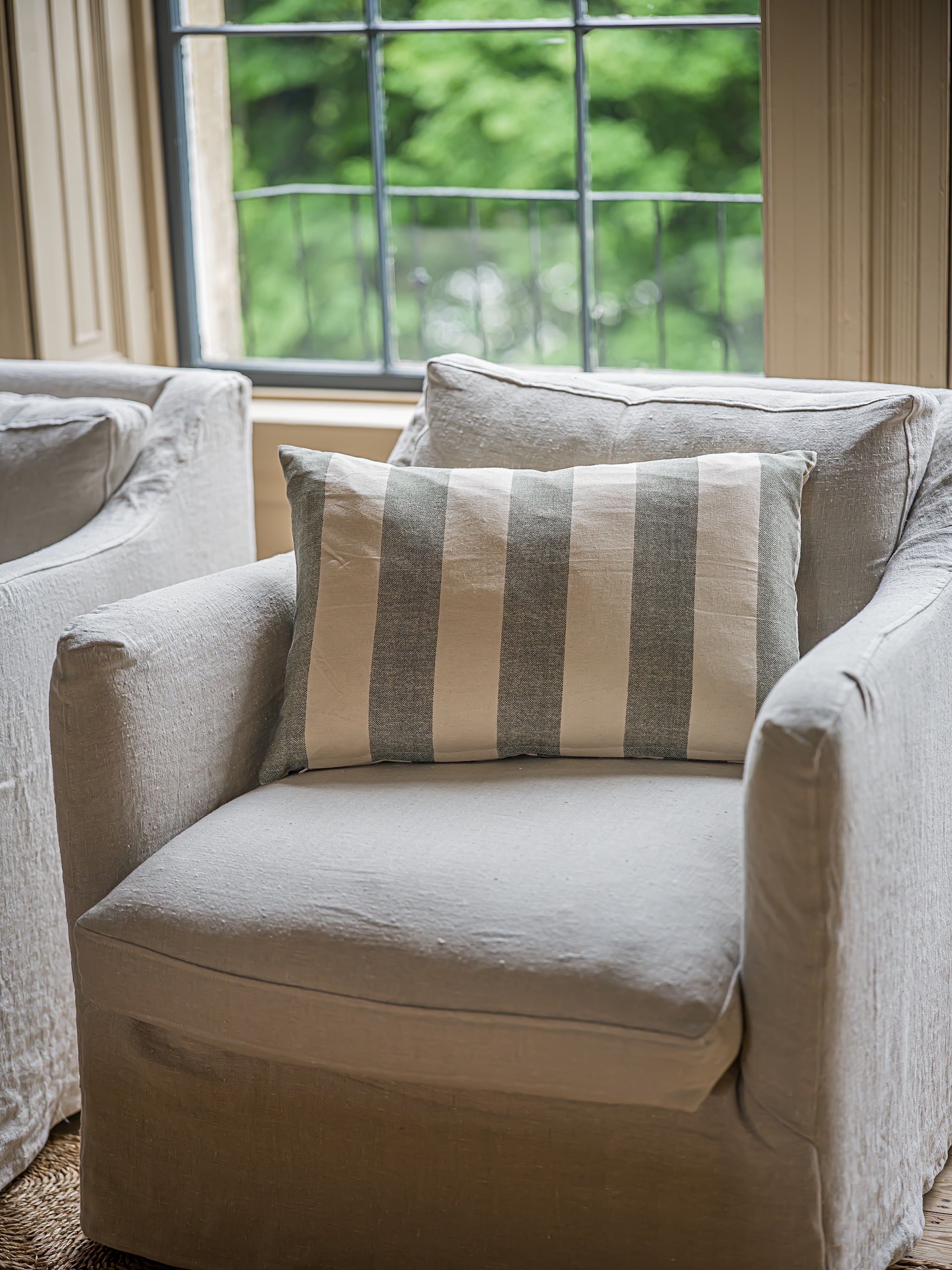 Reversible Chequerboard Cushion | Olive