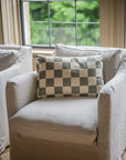 Reversible Chequerboard Cushion | Olive
