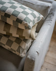 Reversible Chequerboard Cushion | Mustard Brown