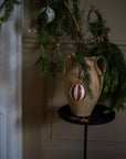 Hand-Painted Baubles with Velvet Ribbon - Red