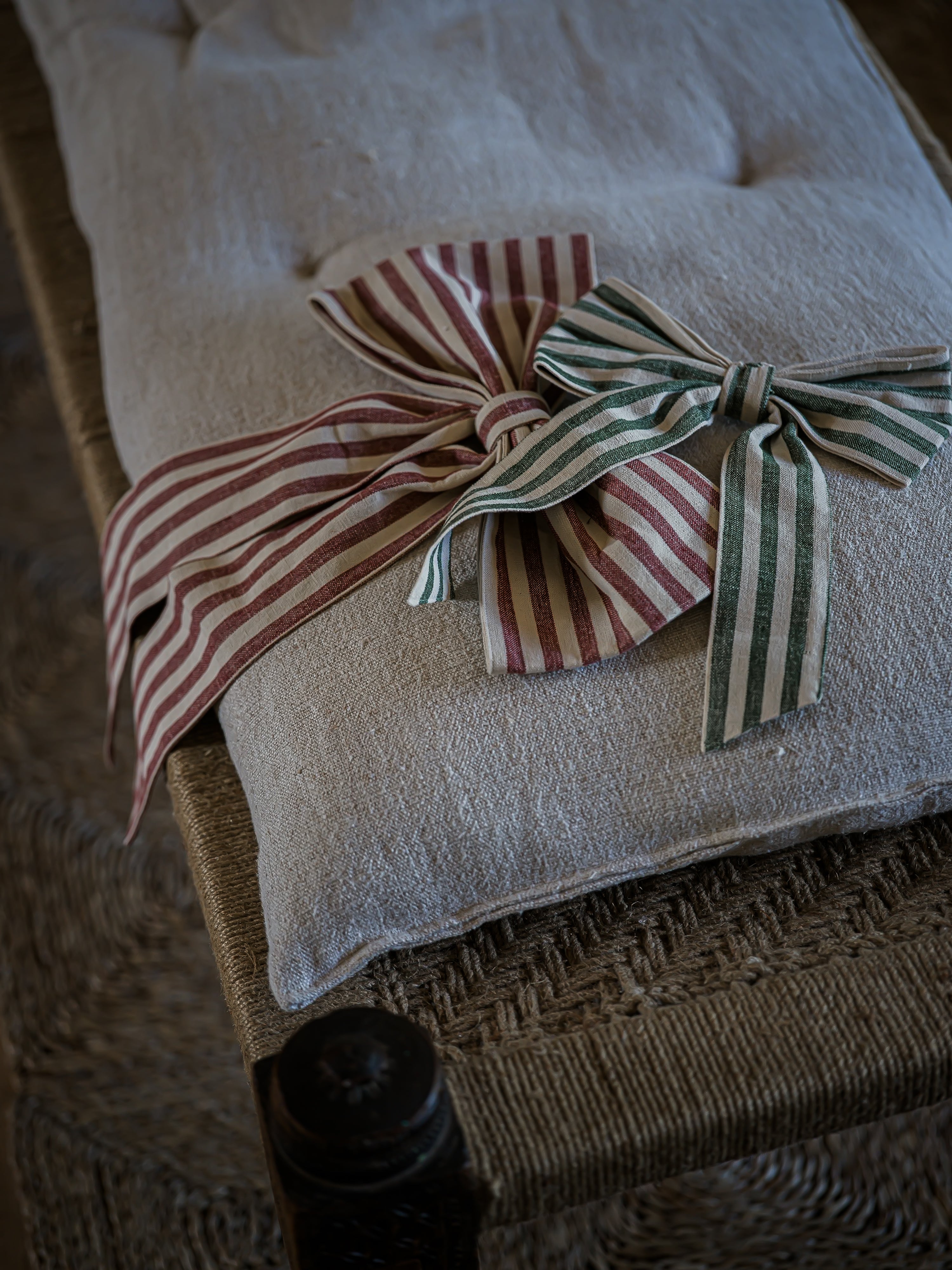 Large Stripe Bow - Winter Berry