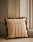 The Rustic Stripe Frilly Edge Cushion 45x45cm | Brick