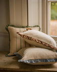 The Rustic Stripe Frilly Edge Cushion 45x45cm | Brick
