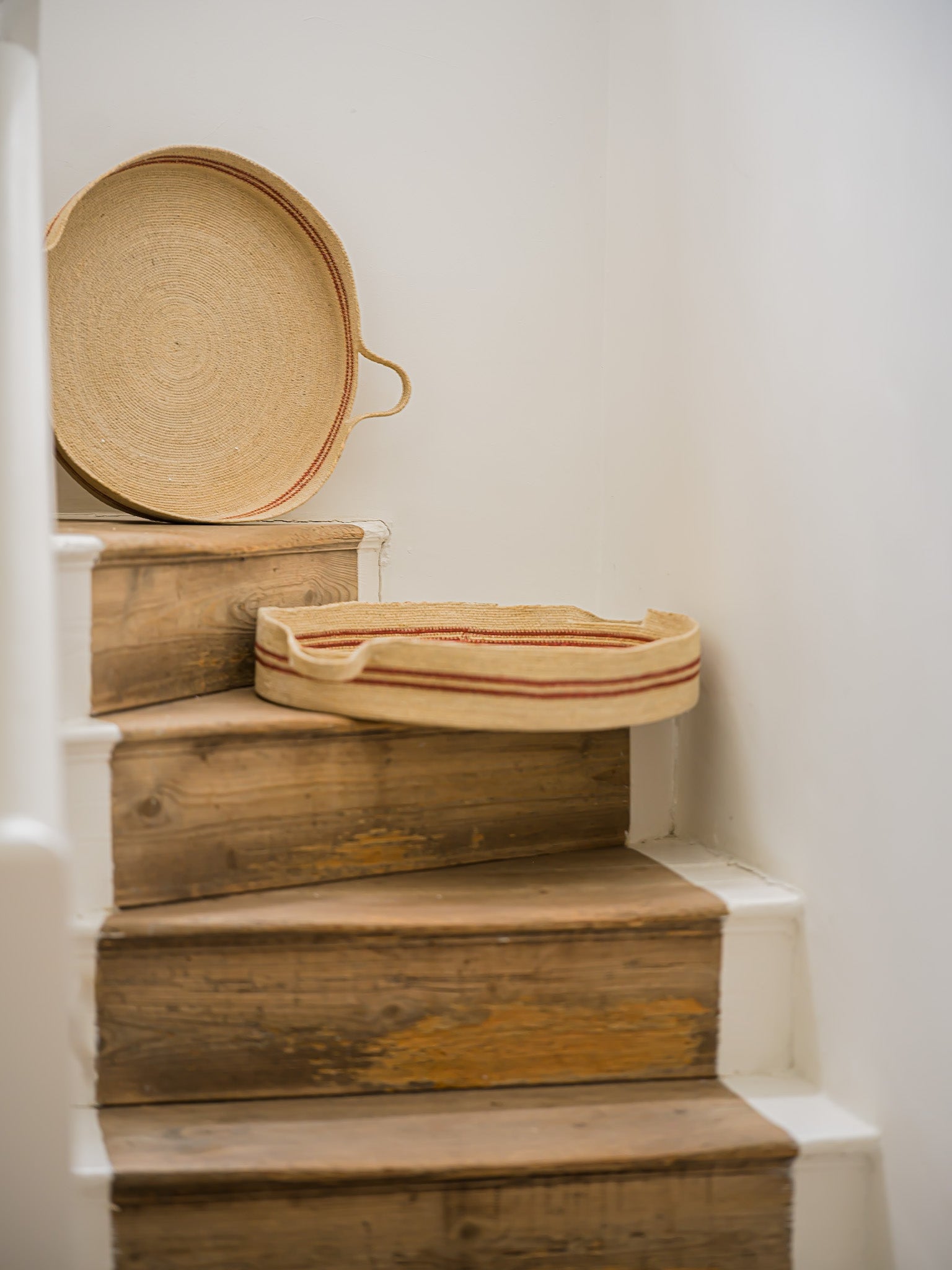 Harbour Stripe Seagrass Trays | Red