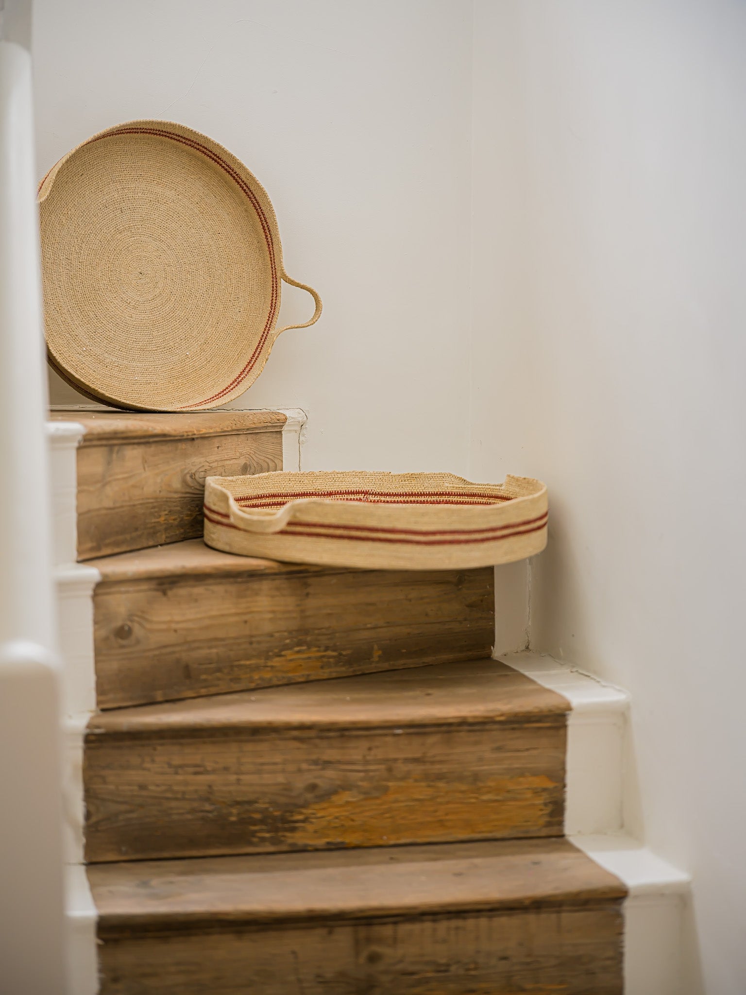 Harbour Stripe Seagrass Trays | Red
