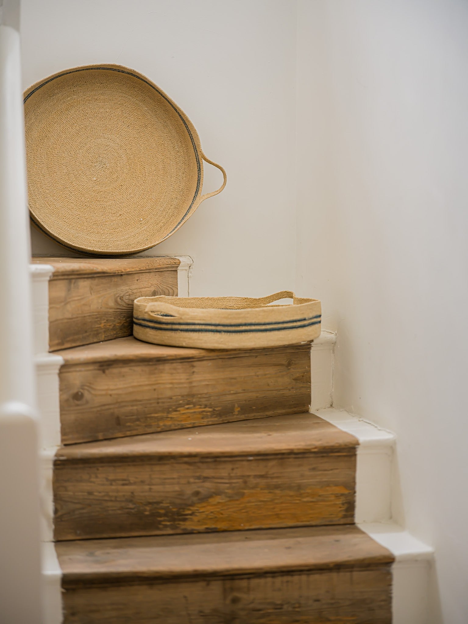 Harbour Stripe Seagrass Trays | Navy