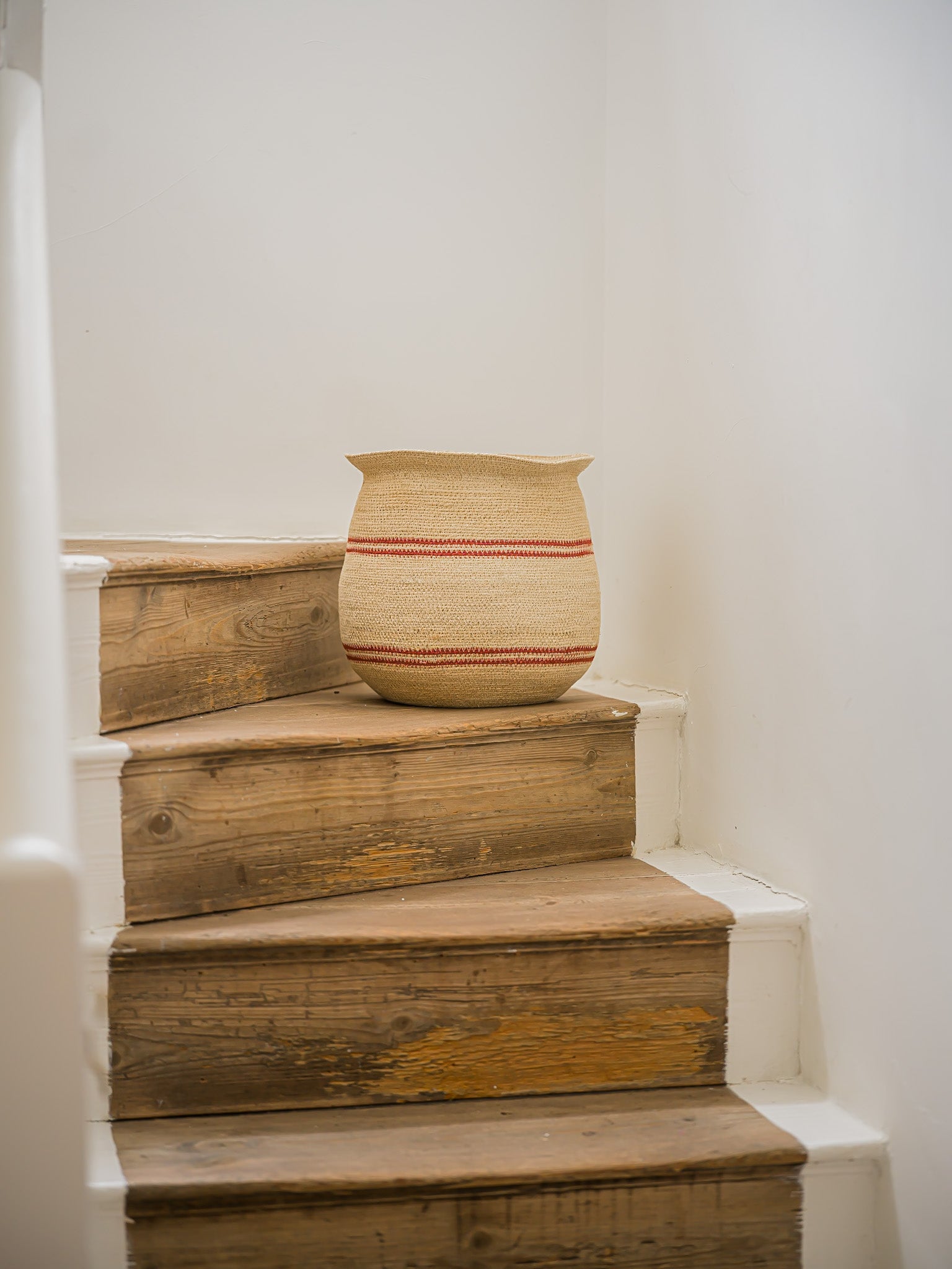 Harbour Stripe Seagrass Belly Baskets | Red