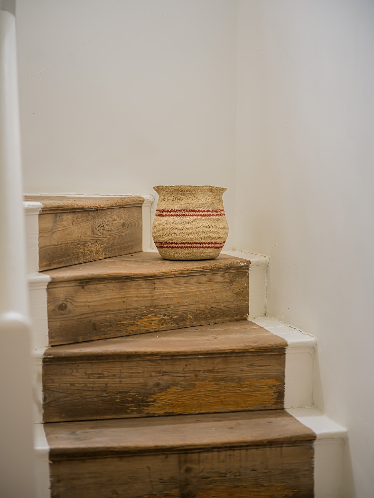Harbour Stripe Seagrass Belly Baskets | Red