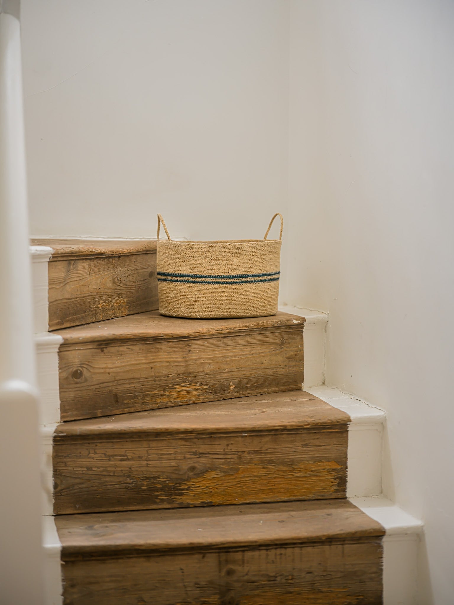 Harbour Stripe Seagrass Oval Baskets | Navy