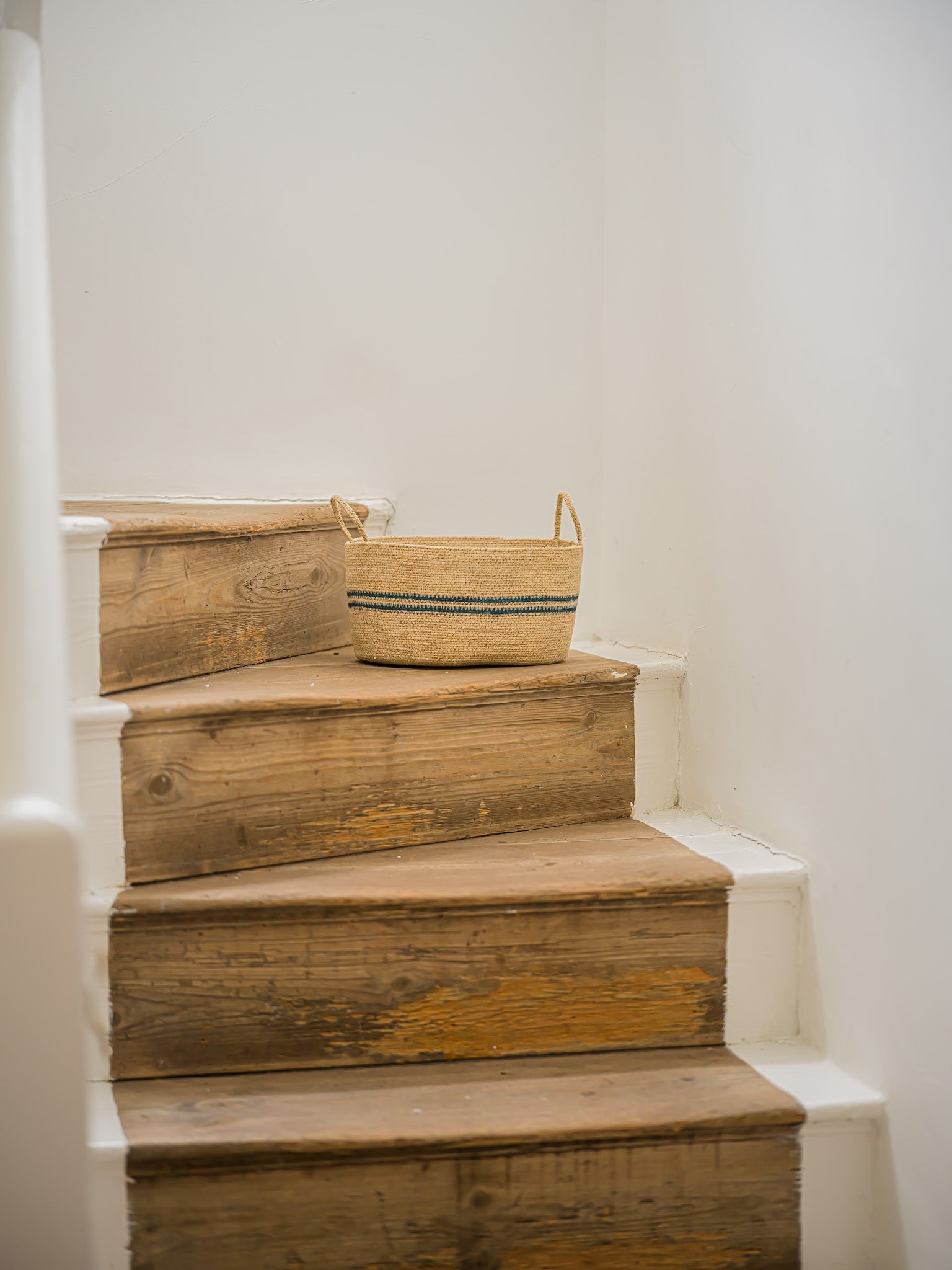 Harbour Stripe Seagrass Oval Baskets | Navy