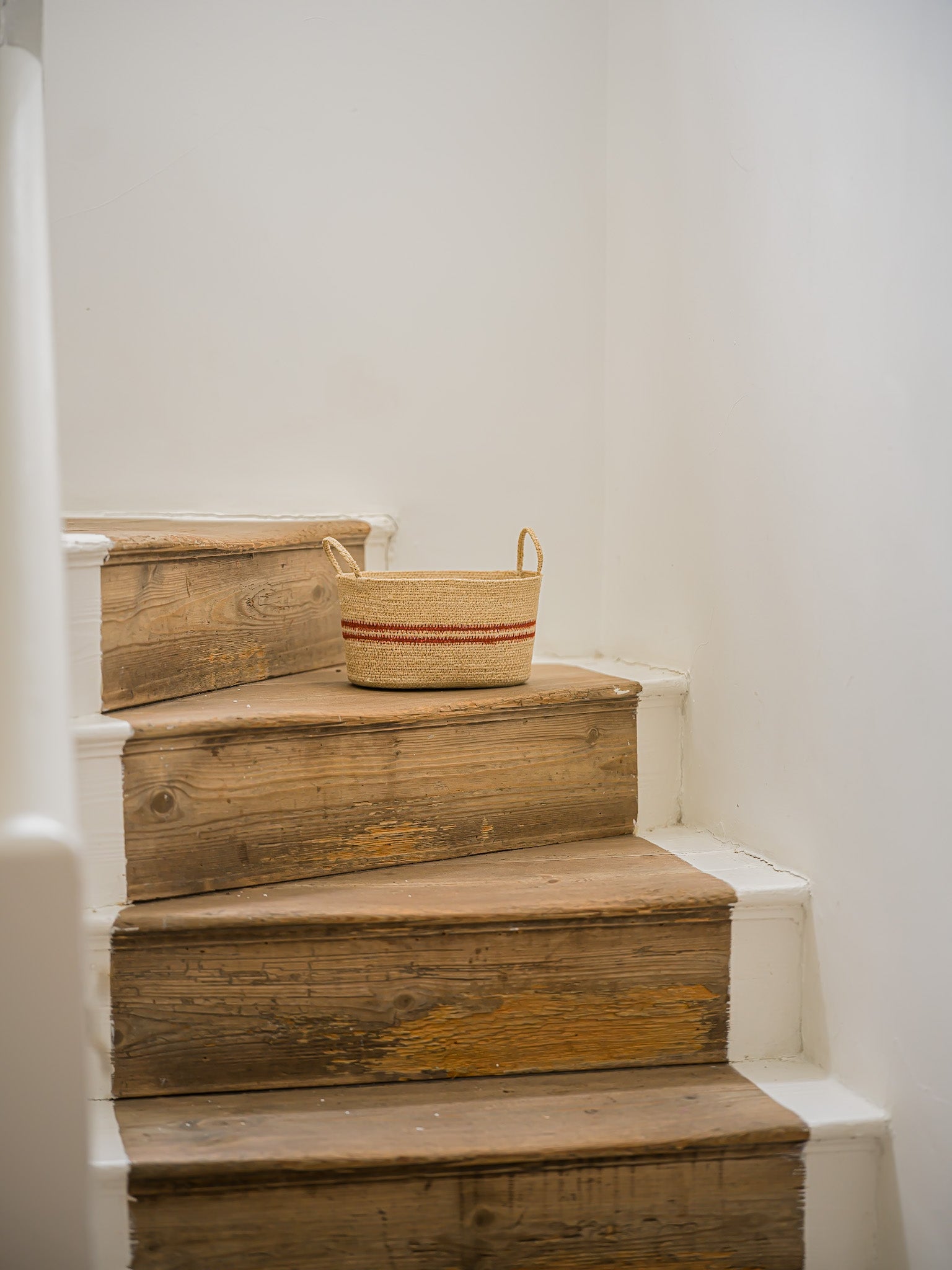 Harbour Stripe Seagrass Oval Baskets | Red