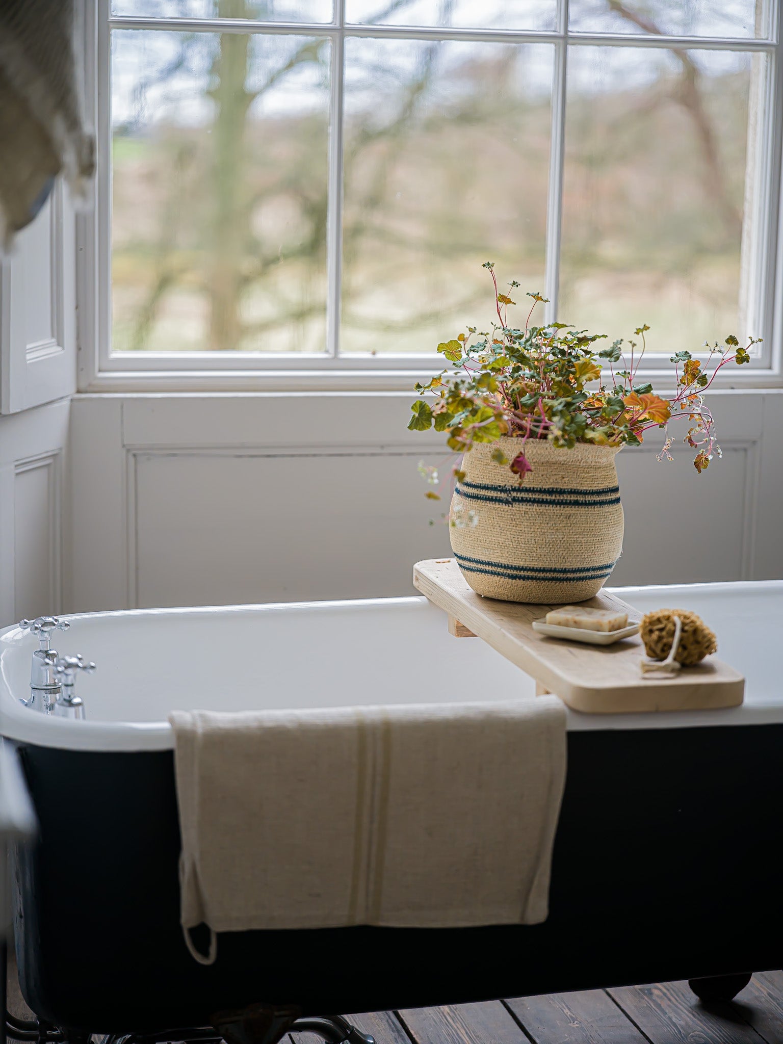 Harbour Stripe Seagrass Belly Baskets | Navy