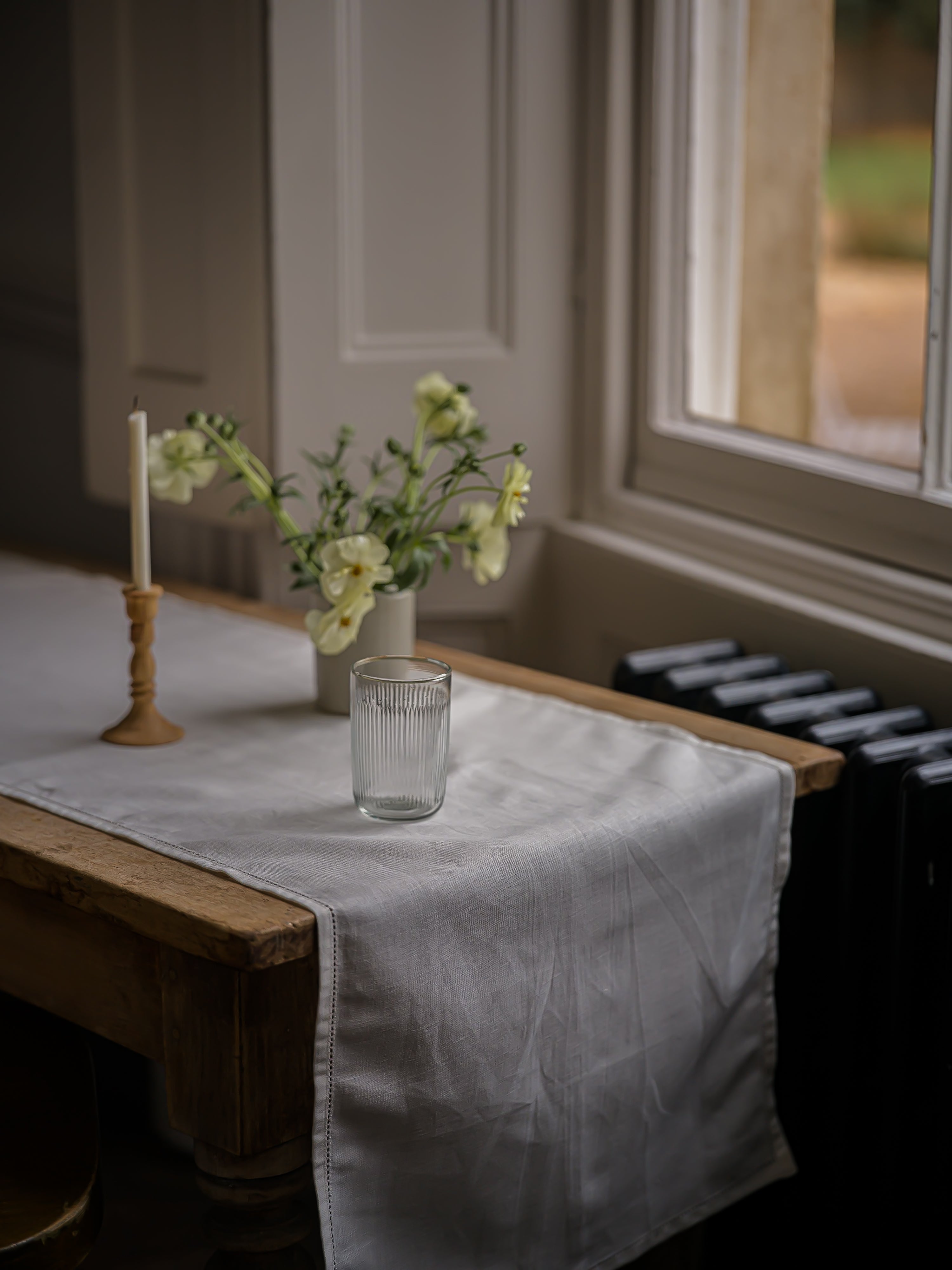 Hemstich Table Runner | White
