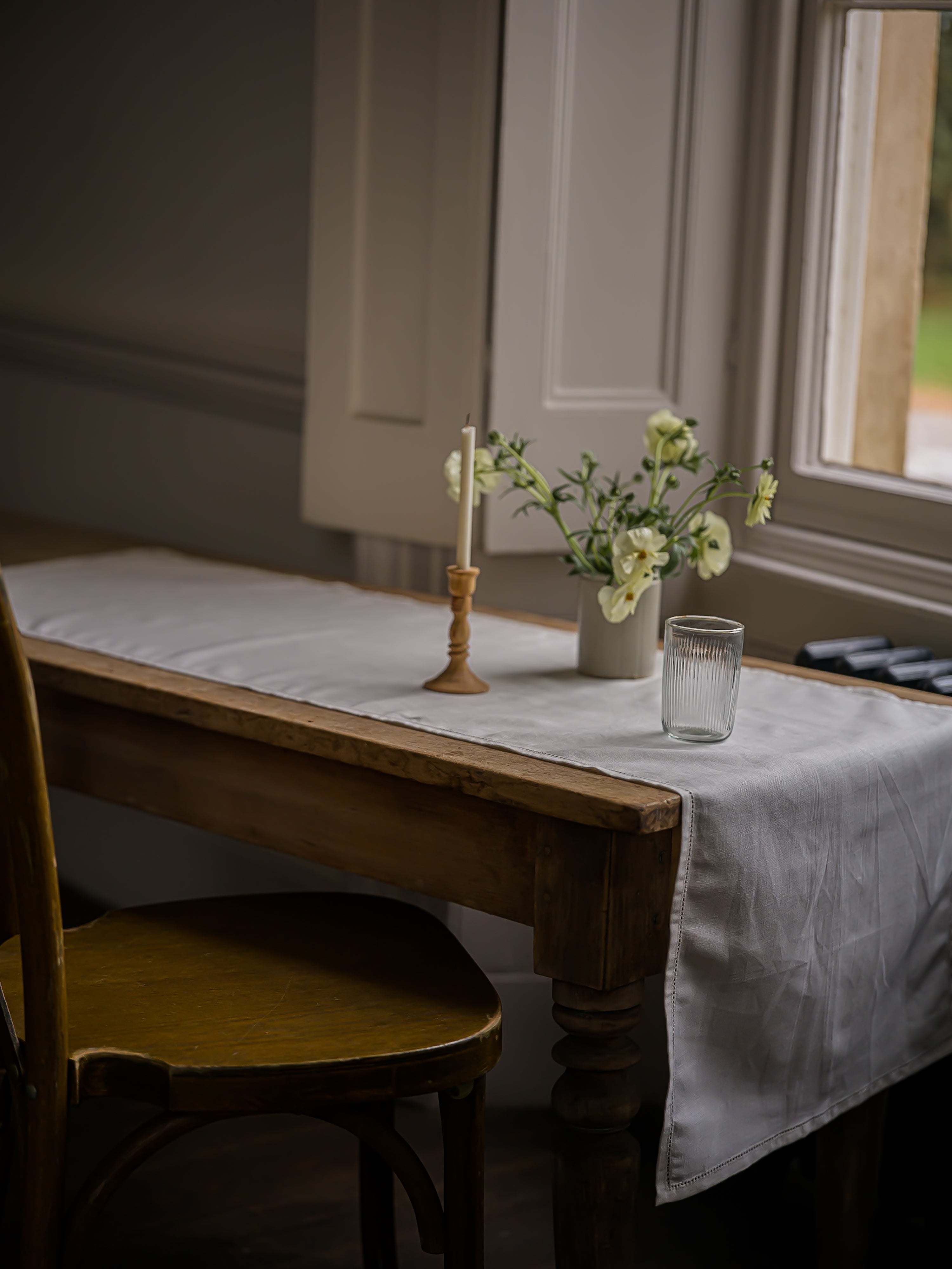 Hemstich Table Runner | White