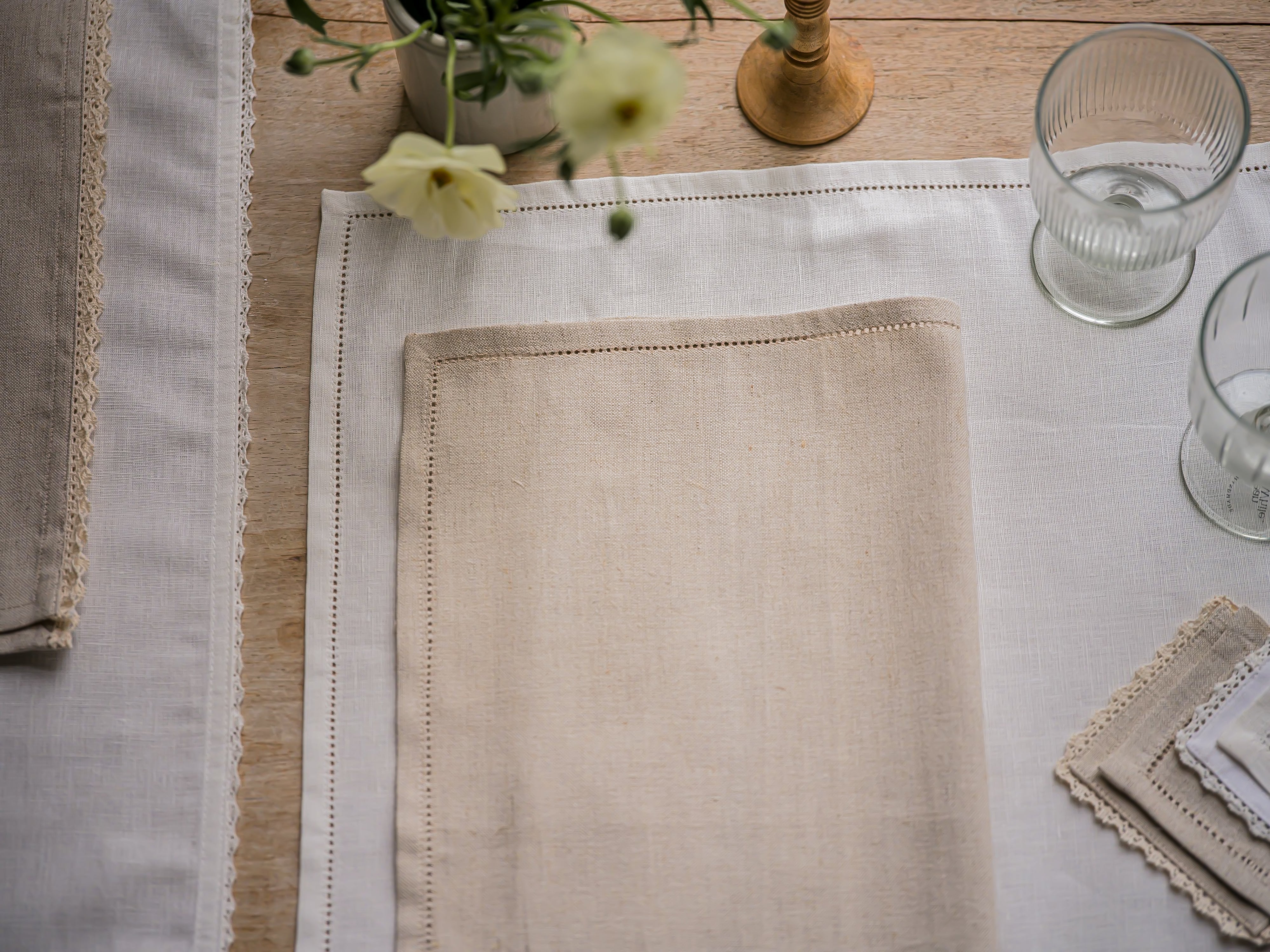 Hemstich Table Runner | White