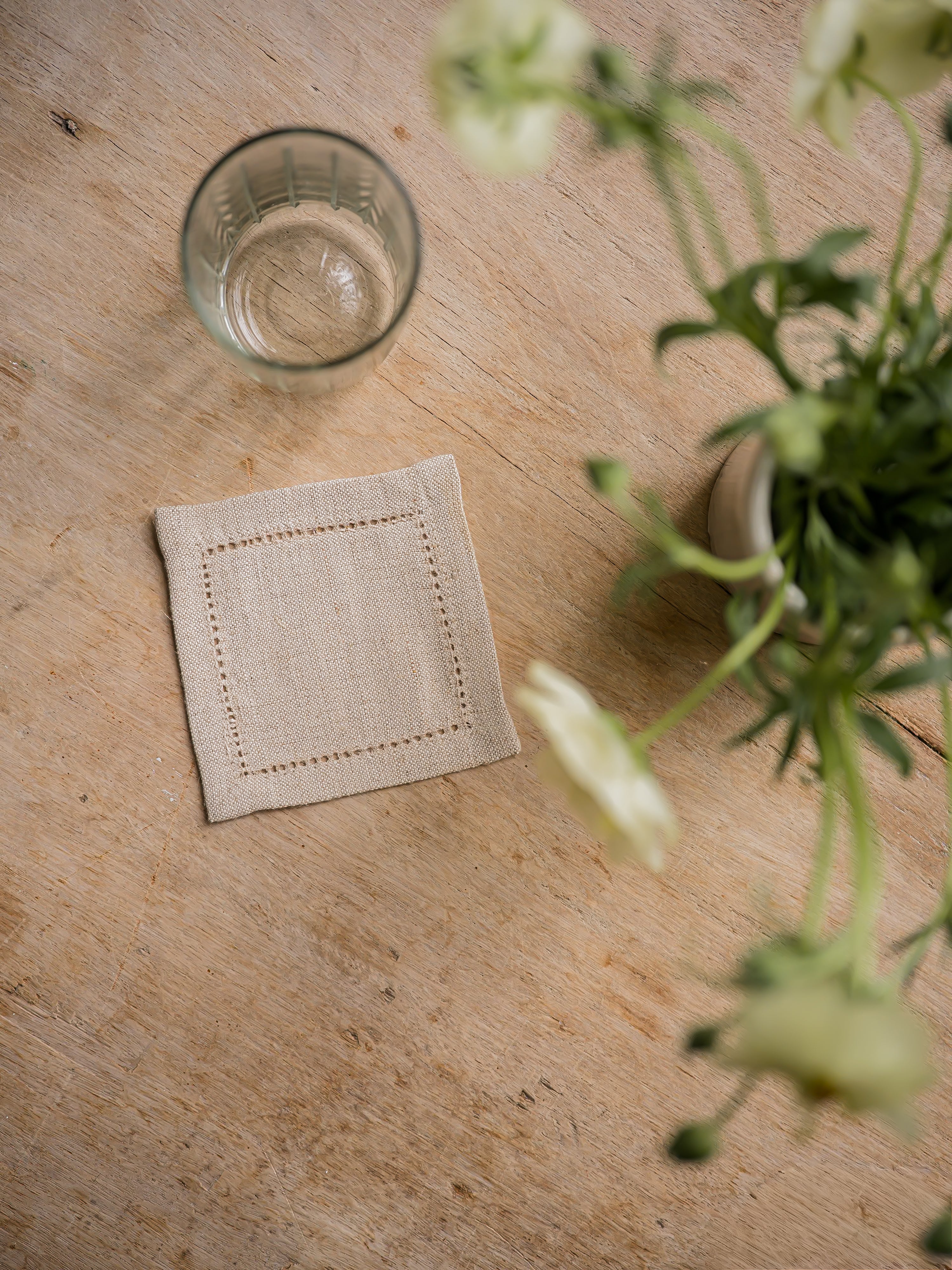 Hemstitch Coasters Set of 4 | Natural