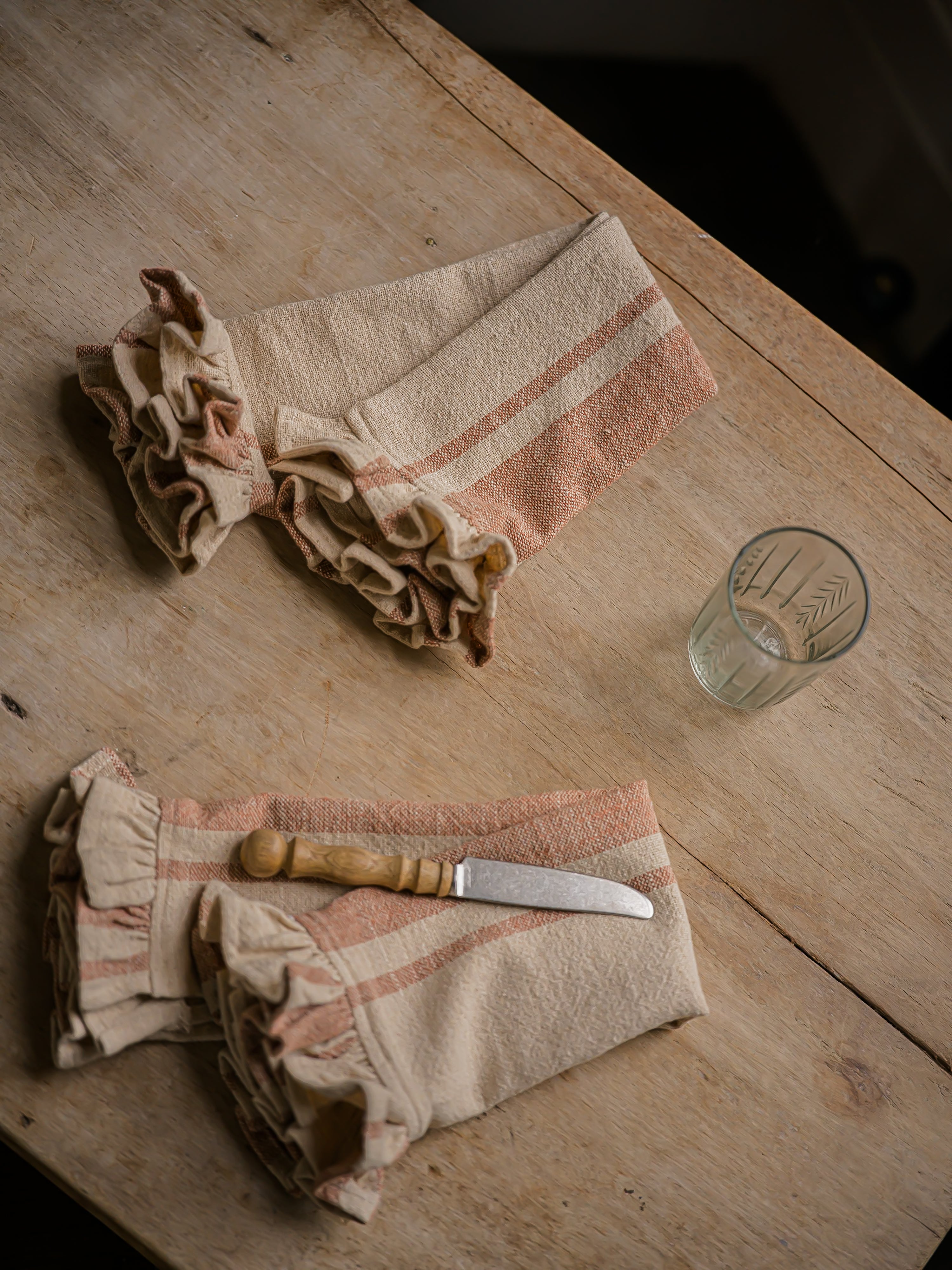 The Rustic Stripe Napkin Set of 2 | Brick