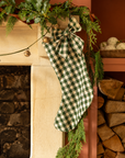 The Bow Stocking - Gingham in Pine Green