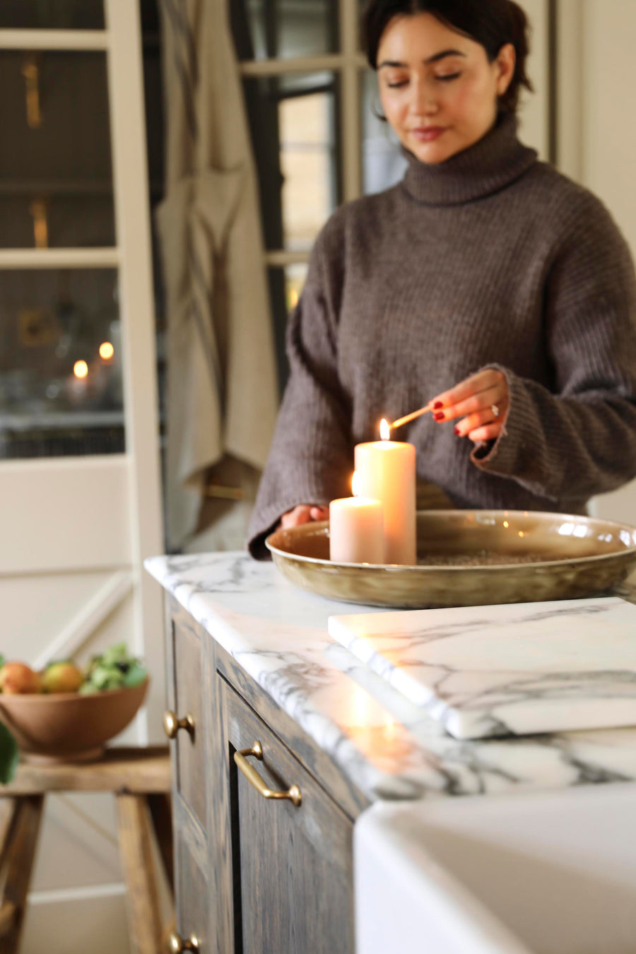 Enamel Platter Round - Taupe