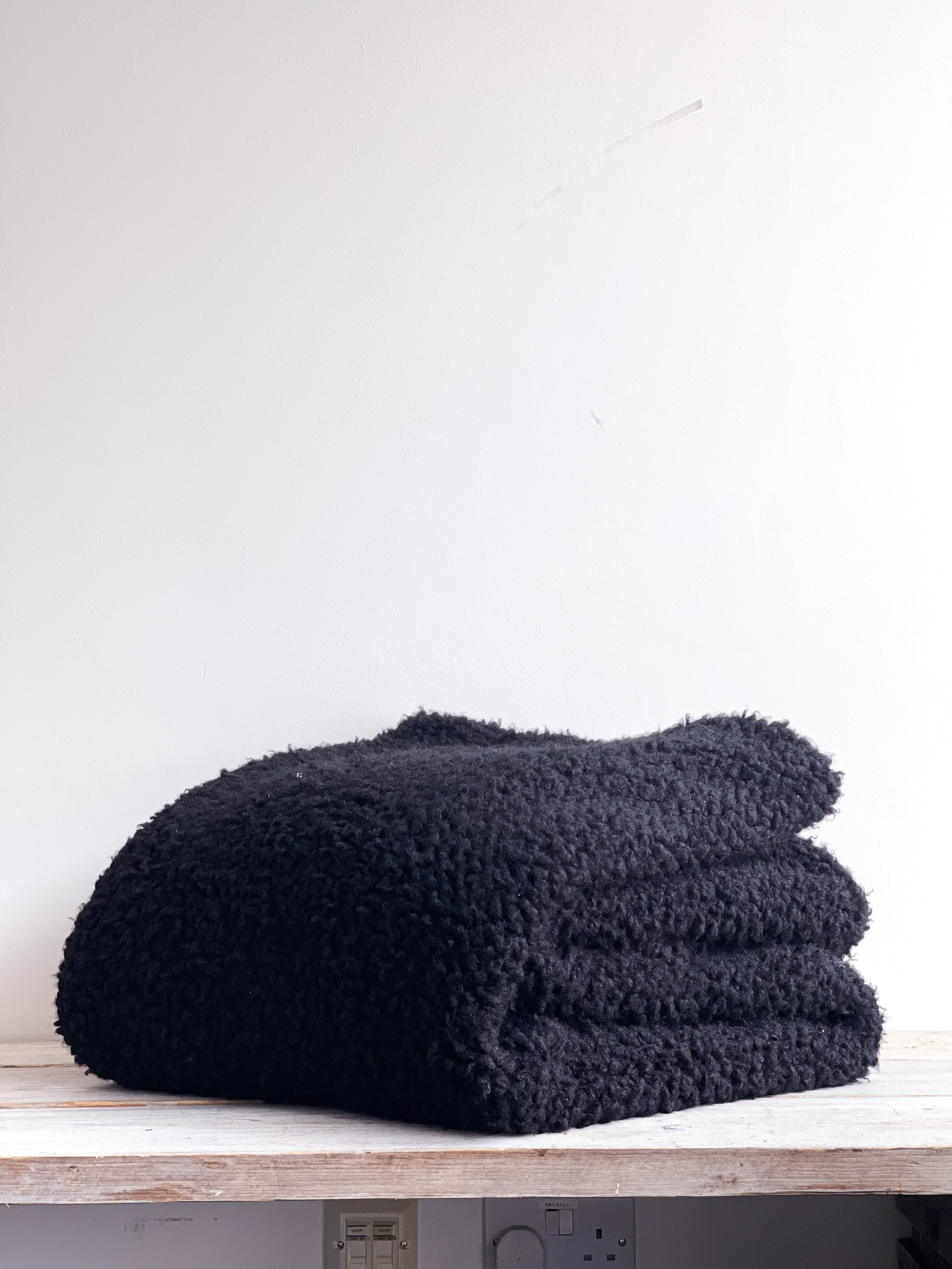 Lia Faux Sheepskin Throw Black