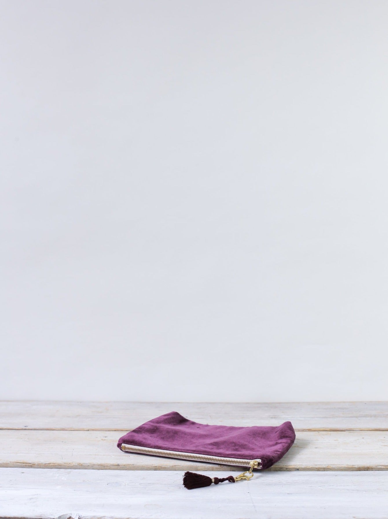 Lulea Cotton Velvet Small Pouch | Berry