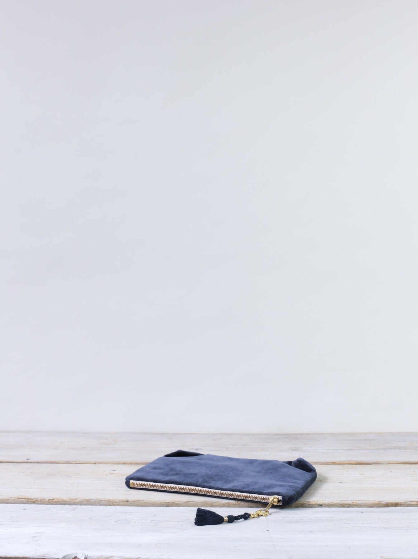 Lulea Cotton Velvet Small Pouch | Indigo
