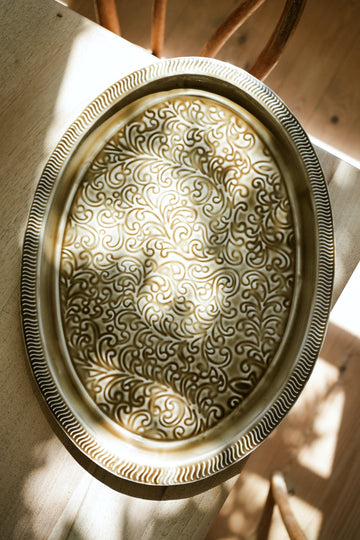 Enamel Platter Oval - Taupe