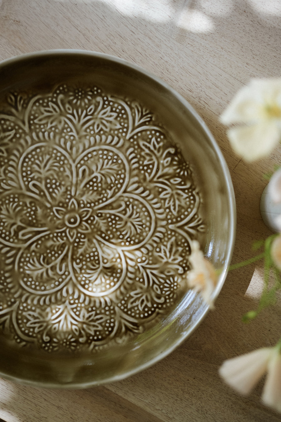 Round Enamel Platter - Taupe