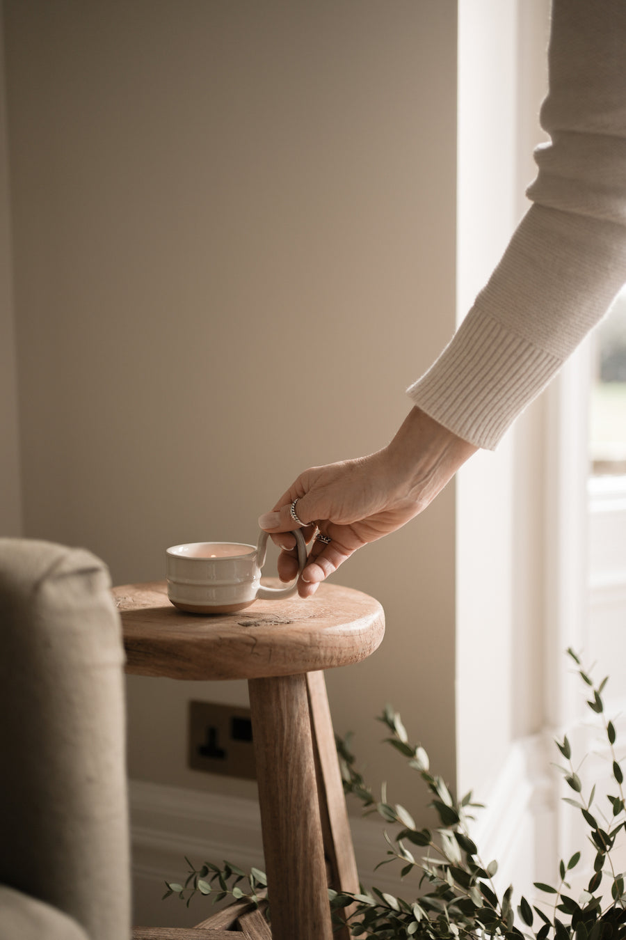 Stoneware Candle Cup - Milk White