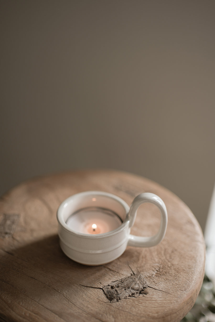 Stoneware Candle Cup - Milk White