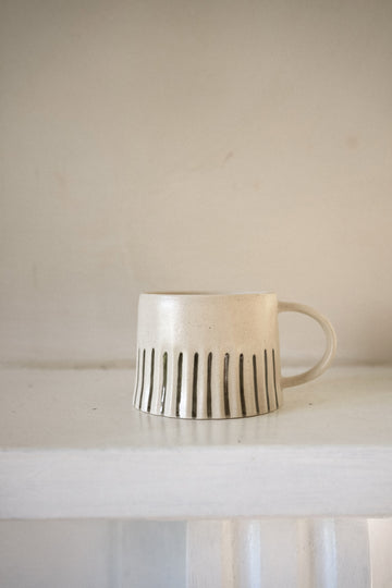 Ridged Painted Mug - Pebble