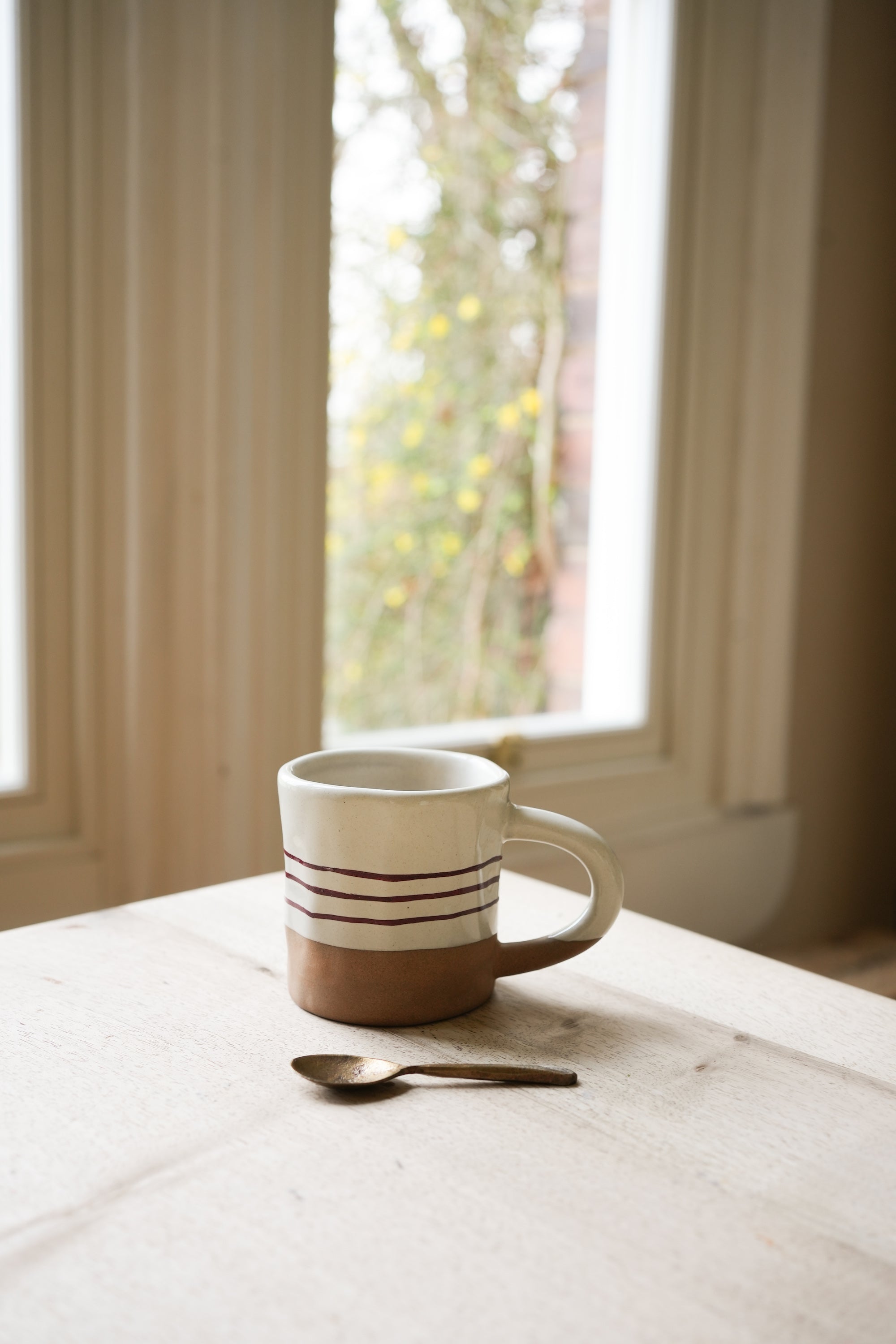 Hand Painted Breton Stripe Mug | Brick